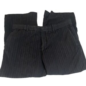 Theory Dress Pants Mens 36 Charcoal Black Excellent Pinstripe Cotton Wool USA